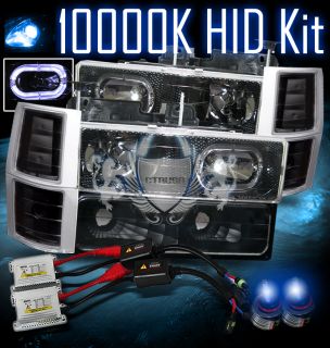 10000K Slim HID 94 98 Chevy Full Size Truck Halo Ring Carbon Fiber