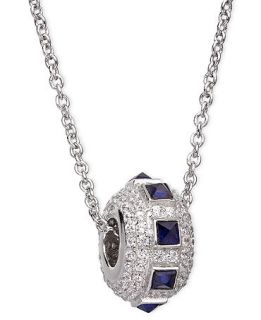 CRISLU Necklace, Platinum Over Sterling Silver Sapphire Cabochon Cubic