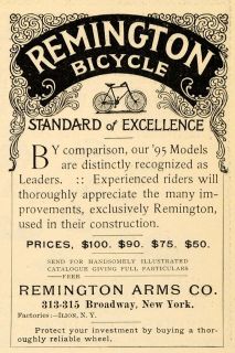 1895 Ad Remington Arms Bicycles Models Ilion New York   ORIGINAL