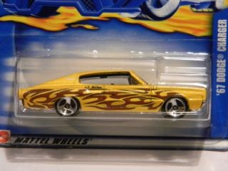 2002 Hot Wheels 67 Dodge Charger 117 Yellow Flames