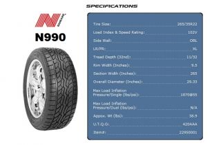 New Tires Nankang N990 265 35 22 265 35R 22 SUV 4x4