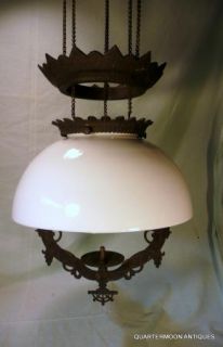 Antique 1877 Bradley Hubbard Iron Horse Hanging Oil Lamp