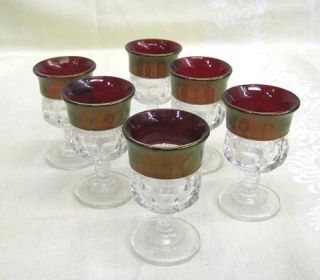 Old Kings Crown Cordial Iridescent Cranberry Glass 12