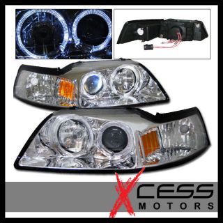 99 04 Ford Mustang Chrome 2 Halo Projector Headlights