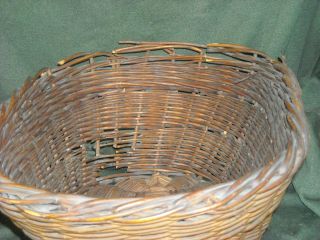 Antique Large Dark Wicker Laundry Basket