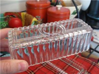 Anchor Hocking Deco Glass Butter Dish Crystal Ribbed