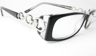 Black Transparent Silver Women Ladies Optical Eyeglasses Frame Eyewear