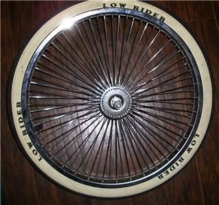 Set of 144 Spoke Chrome Lowrider Wheels and White Wall Tires