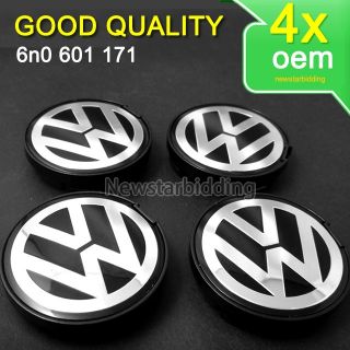 4X VW Emblem Wheel Center Caps Passat Jetta Golf 6N0601171 55mm Good