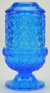 Blue Art Glass Fairy Lamp  Pressed Glass 6 Tall Decorative Home