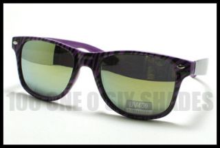 80s Old School Nerd Retro Thick Horn Rimmed Sunglasses Zebra Purple