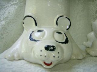 Large McCoy Upside Bear Cookie Jar 210 USA Pottery Treat Jar