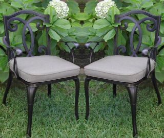 Outdoor Living Patio Deck Furnitures 2 Cast Aluminum Arm Chairs B1