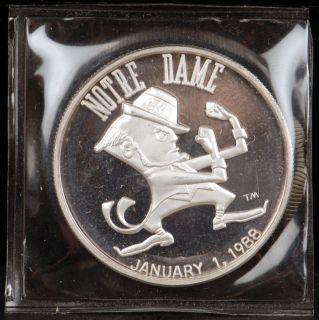 1988 Notre Dame Cotton Bowl 1 oz 999 Fine Limited Edition Silver Round