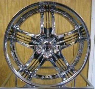 24 inch Rims and Tires Wheels Rockstarr 410 Chrome Jeep Commander F150