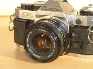 Canon AE 1 Program Camera w Winder Flash 2 Lenses