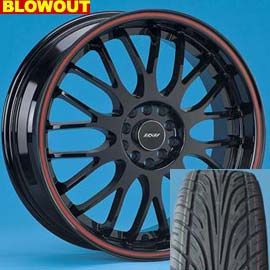 18 Wheels and Tires Package Rims Volante Black Red