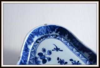 Antique 18th Century Chinese Porcelain Spoon Tray Blue White