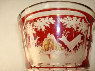Bohemian Ruby Flashed Glass Vase Urn