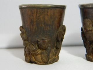 Pair Rarely Chinese Qing Dynasty Agarwood Antique Wine Cups