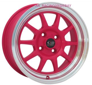 15 15x7 Rota Wheels Rims GT3 Pink 92 93 94 95 96 97 98 99 00 01 Civic