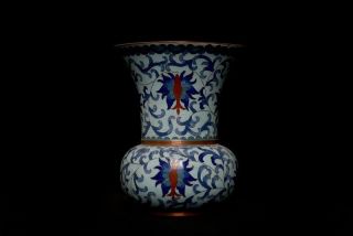 Pair Antique Chinese 18th C Copper Mold Enamled Cloisonne Vase Prda
