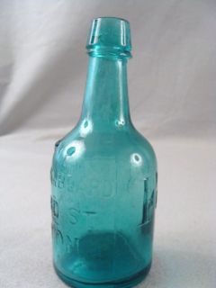 Antique Fairbanks Beard Boston Blue Green Squat 1860s Blob Top Soda