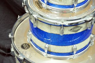 Smith Custom Drums 3 Piece Drum Kit in Silver Blue Sparkle Wrap Made