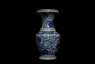 Large Antique China 18th C Blue and White Porcelain Vase Dragon Signed