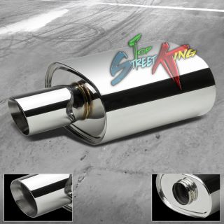 Universal T304 Stainless Steel Oval JDM 3 Inlet Muffler Exhaust 3 5