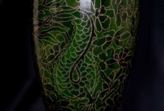 Pair China Qing Dynasty Antique Cloisonne Enameled Bronze Dragon Vase