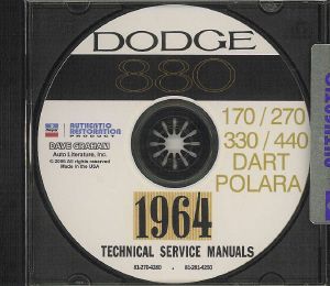 Dodge 1964 Dart Polara 330 440 Shop Manual CD 64