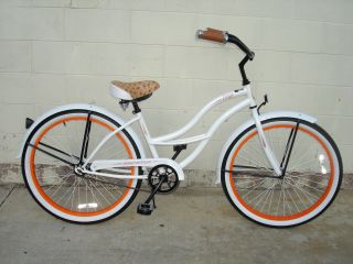 New 26 Beach Cruiser Bicycle Bike Onyx Lady White