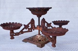 Antique Victorian 4 Font Cast Iron Style Kerosene Lamp Table Stand