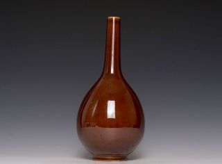Antique Chinese 18th C Porcelain Kangxi Iron Red Glaze Vase Signed