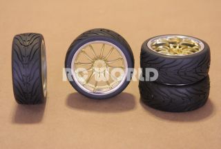 Car Tires Goldchrome Lip Wheels Rims Package Kyosho Tamiya HPI