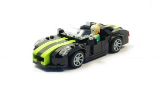 Lego Custom Black Sports Car w Lime City Town 10218 10211 8402 7498