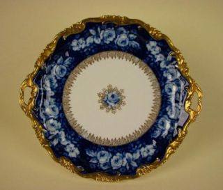 Rosenthal Bavaria Antique Porcelain Cobalt Blue with Roses Cake Plate