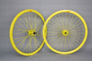Velocity Deep V Track Wheels Solid Yellow Fixed Gear