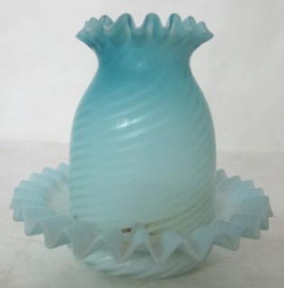 Amazing C 1910 Blue Satin Glass Fairy Lamp