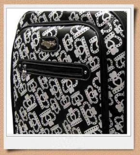 Expandable Carry on in Black/White w/ 360 degree spinner Wheels