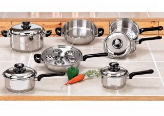 Kitchen 17 PC Stainless Steel Cookware Set Pot Pan