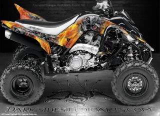 Yamaha Raptor 700 ATV Graphics Machinehead Fire Edition Reaper Skull