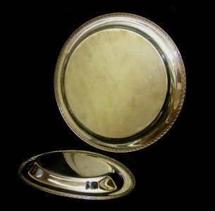 15 Round Wm Rogers 472 Silverplate Serving Tray 1 Small Oval Unmarked