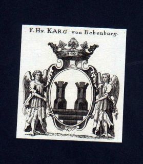 1780   Karg von Bebenburg Heraldik Kupferstich Wappen