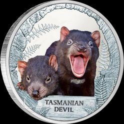 Tuvalu 2013 1$ Tasmanian Devil Endangered and Extinct Proof Silver