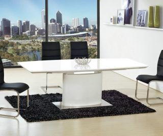 Extra large extending dining table gloss white