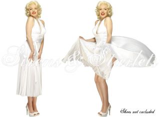 Kleid Damen MARILYN MONROE 50er Vintage Weiß & Perücke Star Fasching