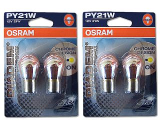 Paar Osram Diadem Chrome Chrom Blinker Lampen 12V 21W Tuning PY21W