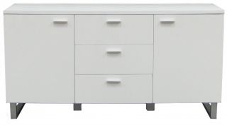 Sideboard Tenzo Chik 140 cm 2 Türen & 3 Schubladen Weiß Hochglanz